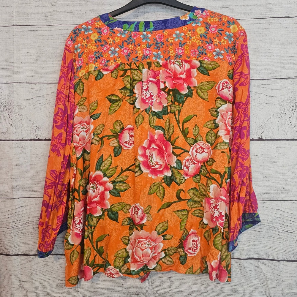 John Mark 2X Island Dreaming Floral Boho Mandarin Collar Button Shirt NWT 1222 - Picture 6 of 9